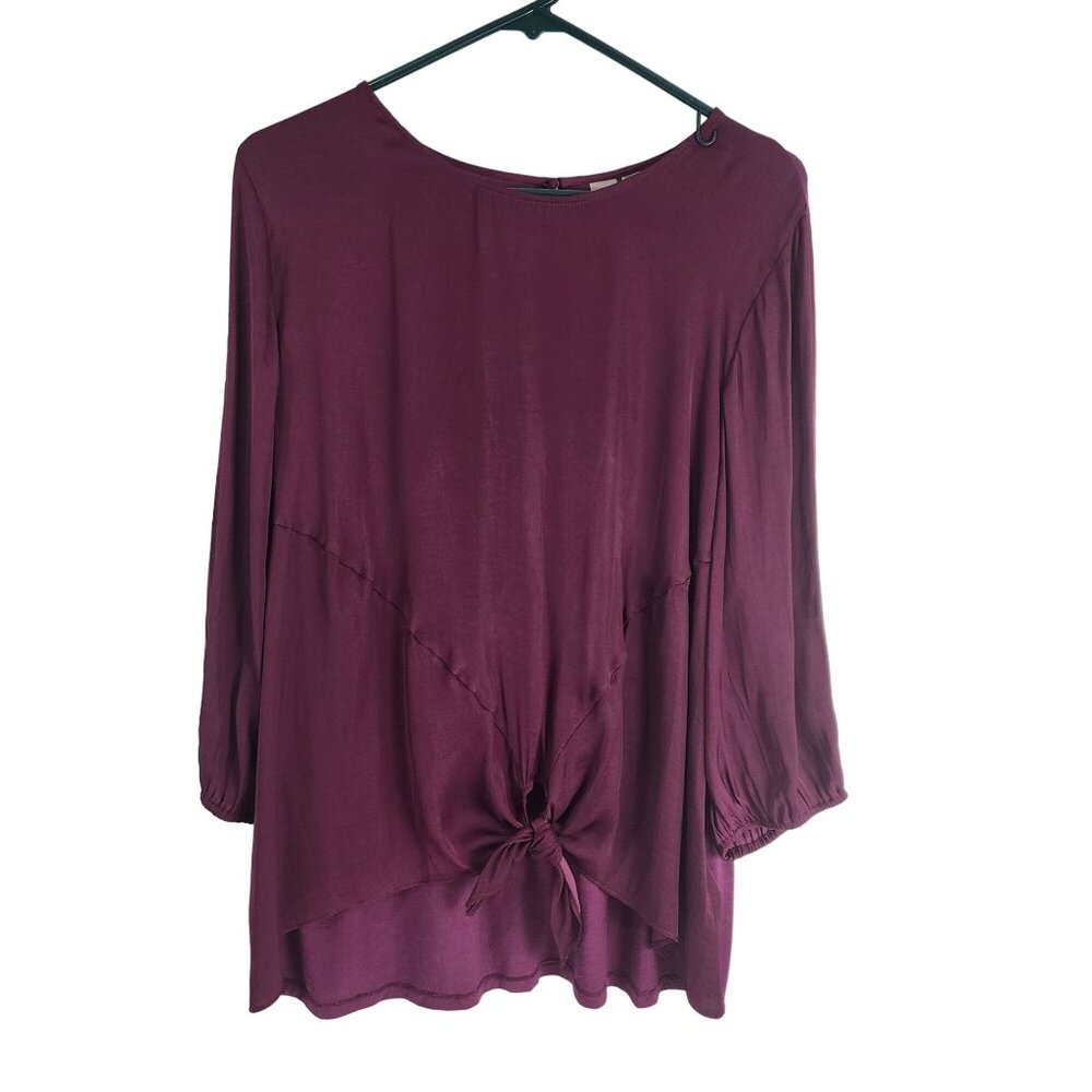 Dolan Left Coast Collection Womens XL Burgundy Knotted Front Blouse